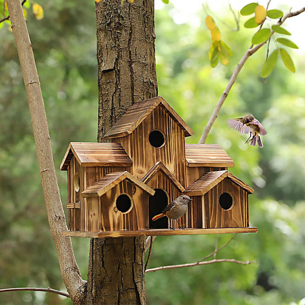 6 Hole Handmade Bird House - GIFT FOR NATURE LOVERS - Libiyi