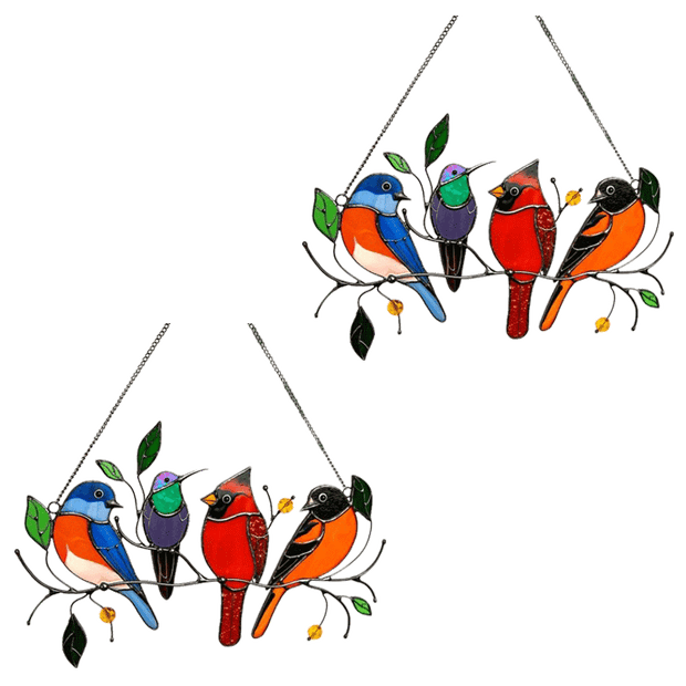 Birds Stained Glass Window Hangings - Libiyi